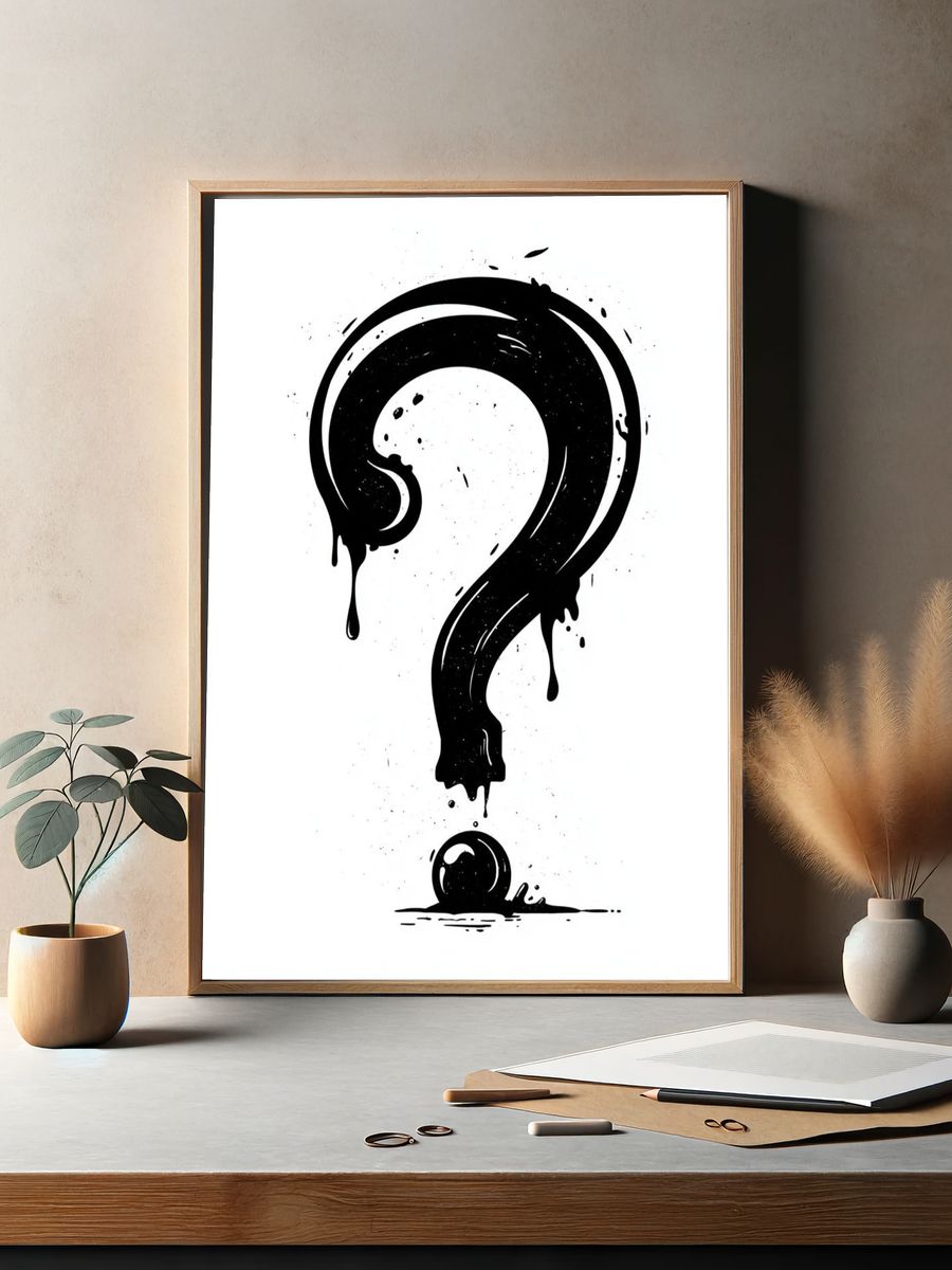 Dripping Question Mark Typography Poster. — room view 2
