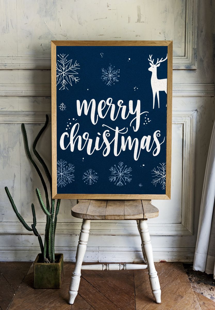 Merry Christmas Typography Print room preview