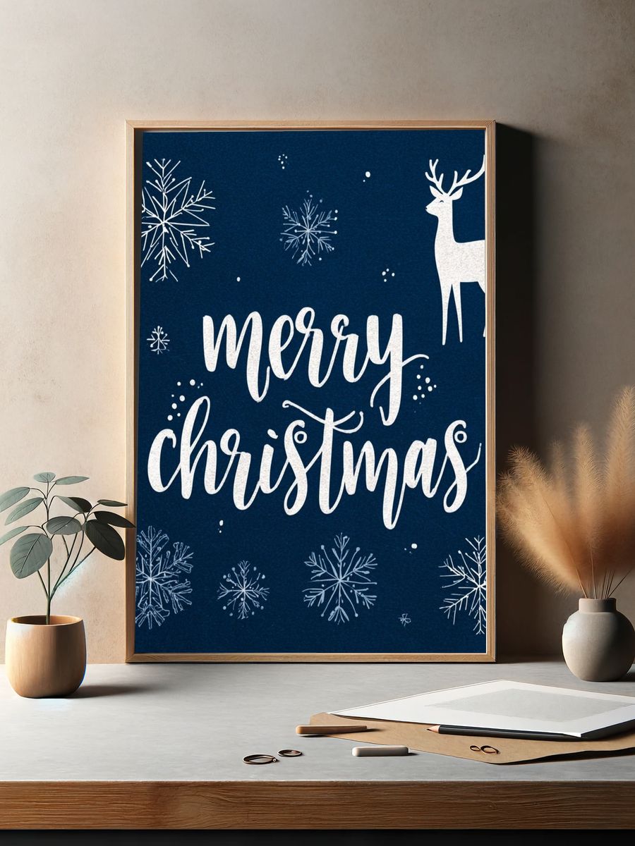 Merry Christmas Typography Print. — room view 2