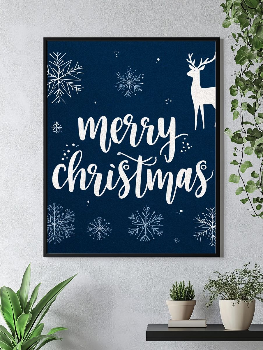 Merry Christmas Typography Print. — room view 4