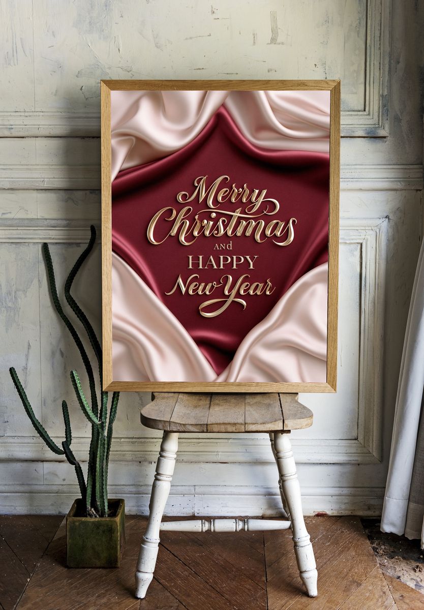 Merry Christmas and Happy New Year Typography Poster. room preview