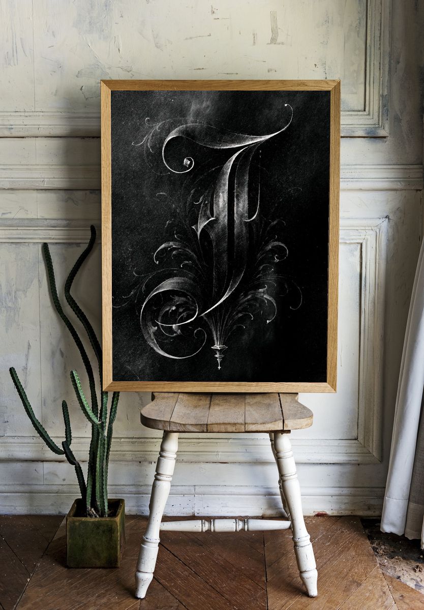 Ornate Gothic Letter J Poster. room preview