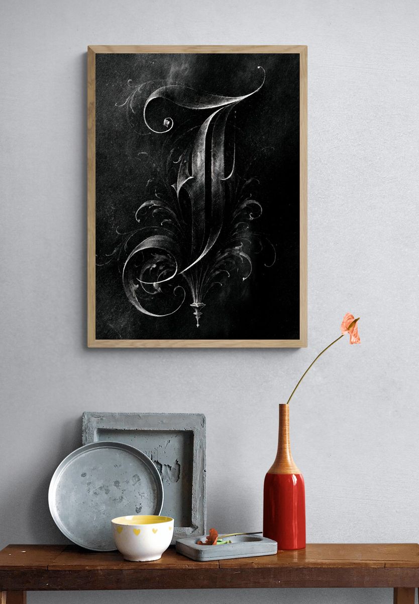 Ornate Gothic Letter J Poster. — room view 3