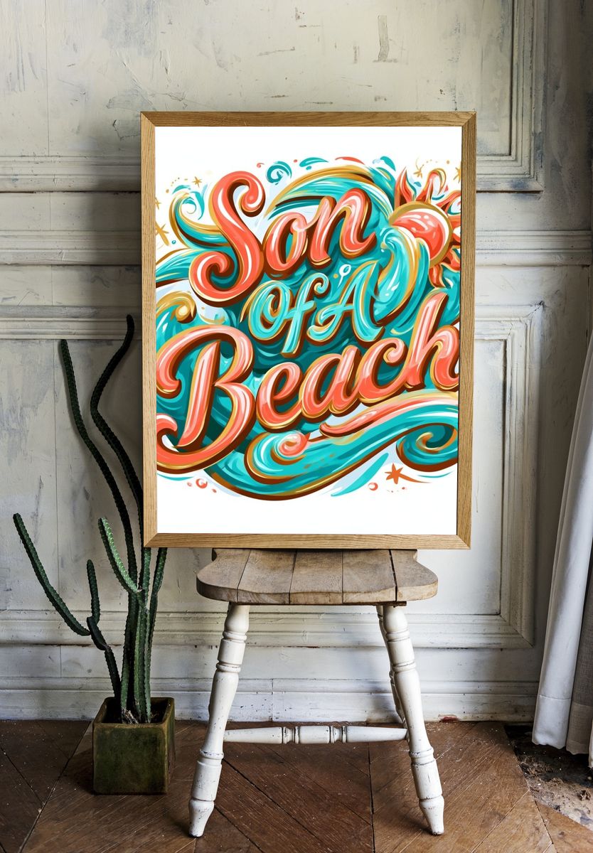 Sun of a Beach Typography Poster. room preview