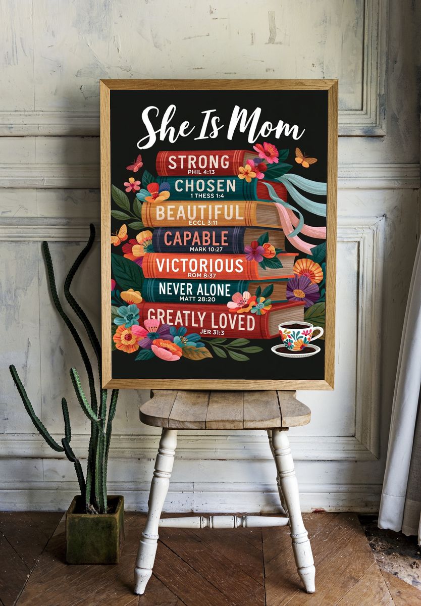 She Is Mom Typography Poster. room preview