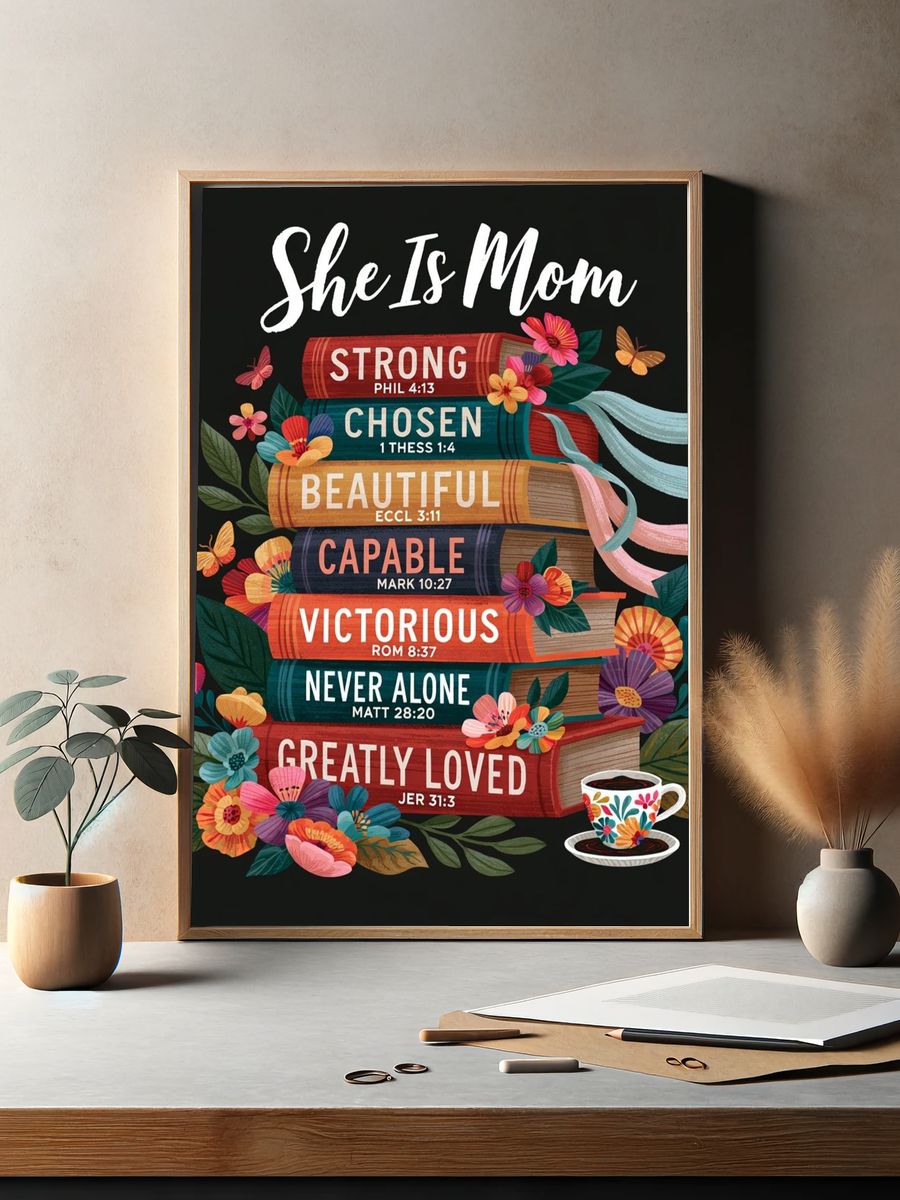 She Is Mom Typography Poster. — room view 2