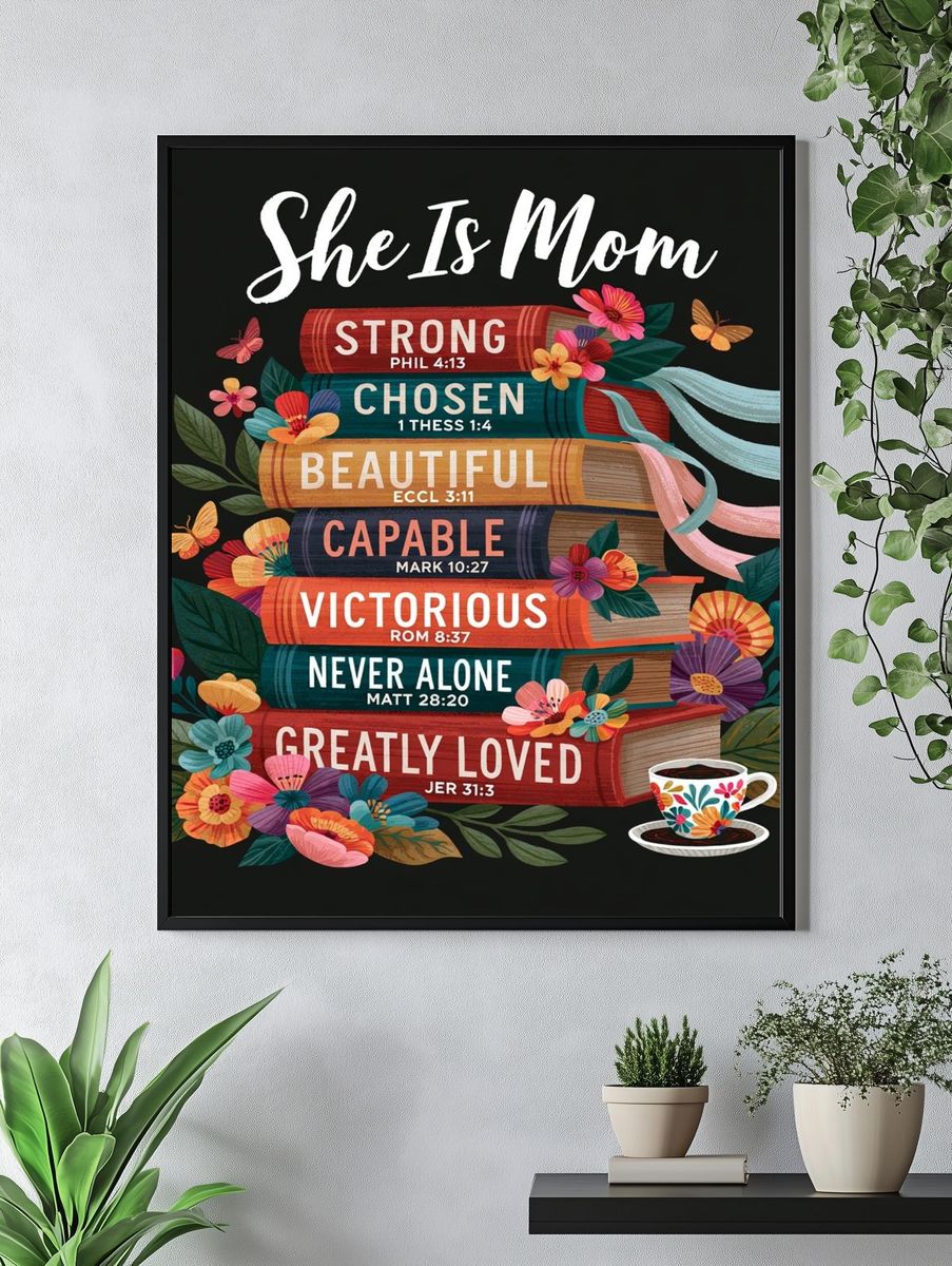 She Is Mom Typography Poster. — room view 4