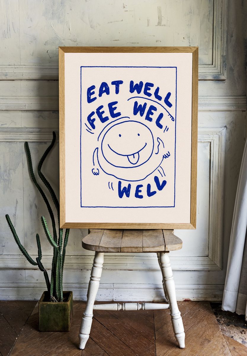 Eat Well Smile Typography Poster. room preview