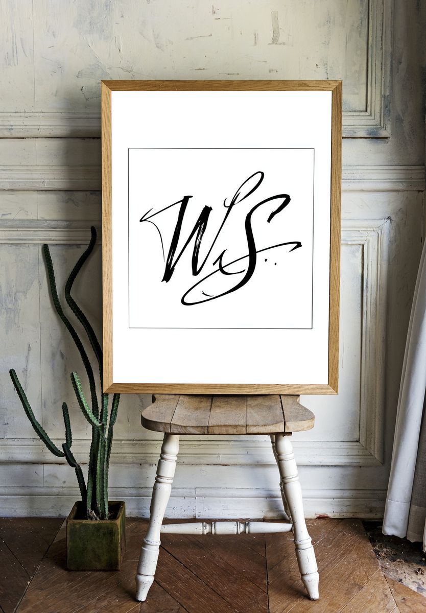 Abstract Calligraphy Monogram Poster. room preview