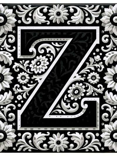 Floral Monogram Z Typography Print.