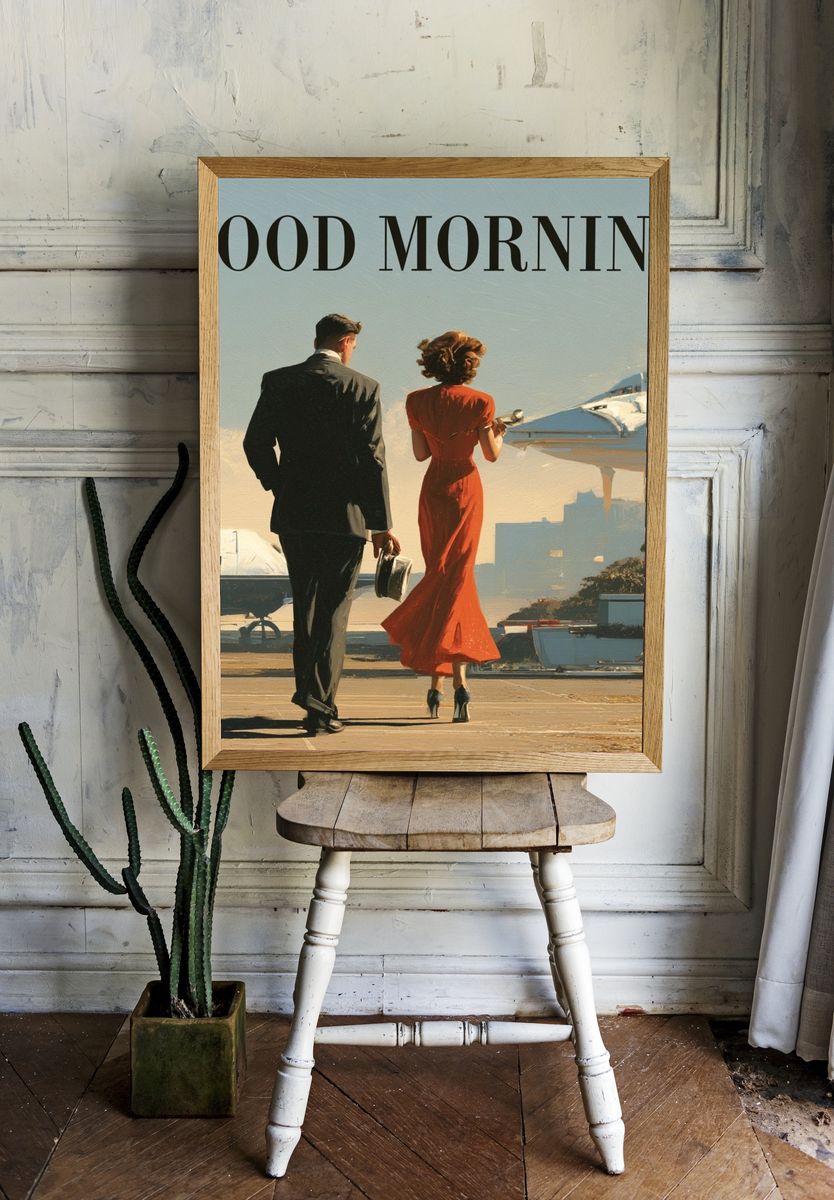 Good Morning Aviation Typography Poster. room preview