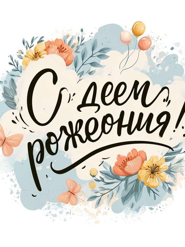 Happy Birthday Floral Typography Poster. poster — typography art