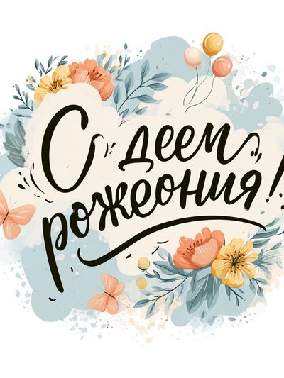Happy Birthday Floral Typography Poster.
