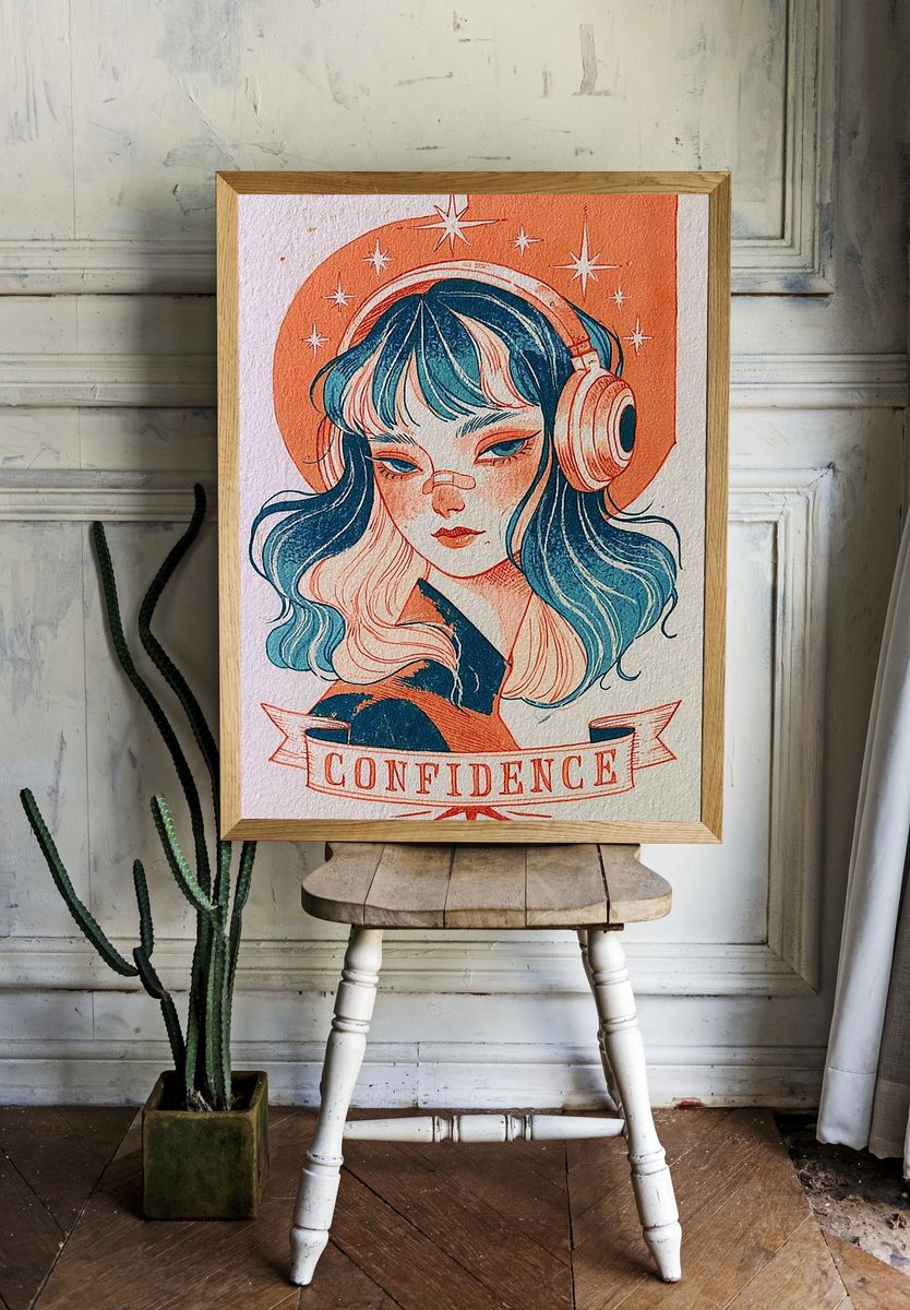 Confidence Retro Typography Poster. — room view 1
