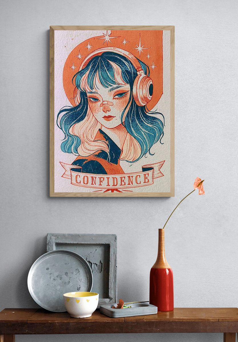Confidence Retro Typography Poster. — room view 3