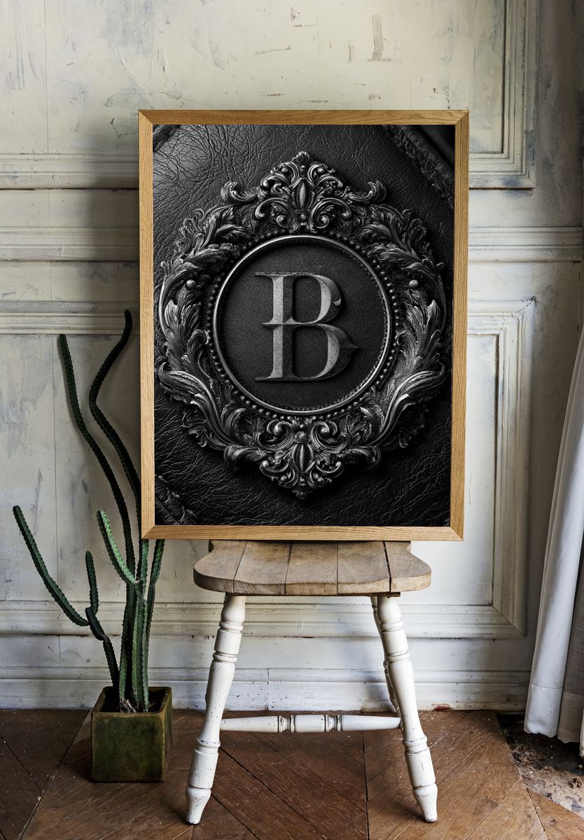 Ornate Monogram B Typography Print. room preview