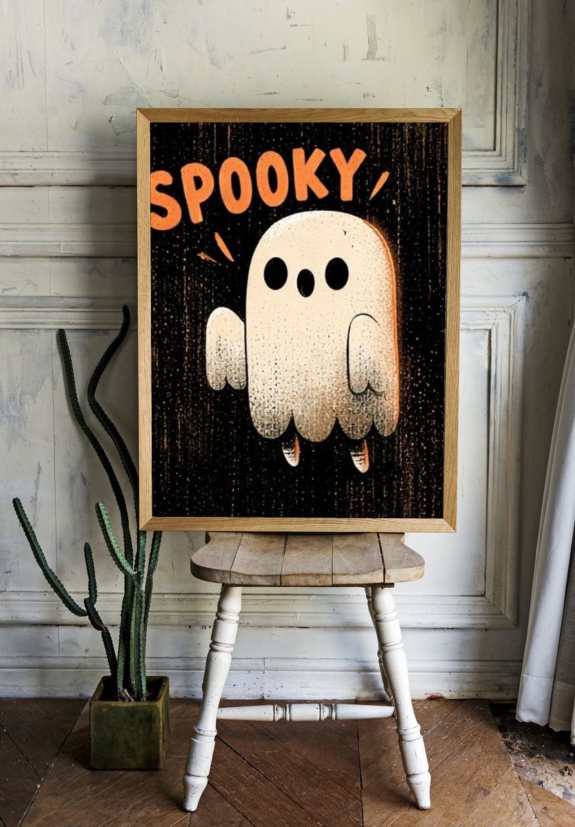 Spooky Ghost Typography Poster. room preview