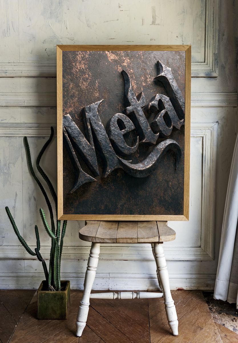 Metallic Metal Poster. room preview
