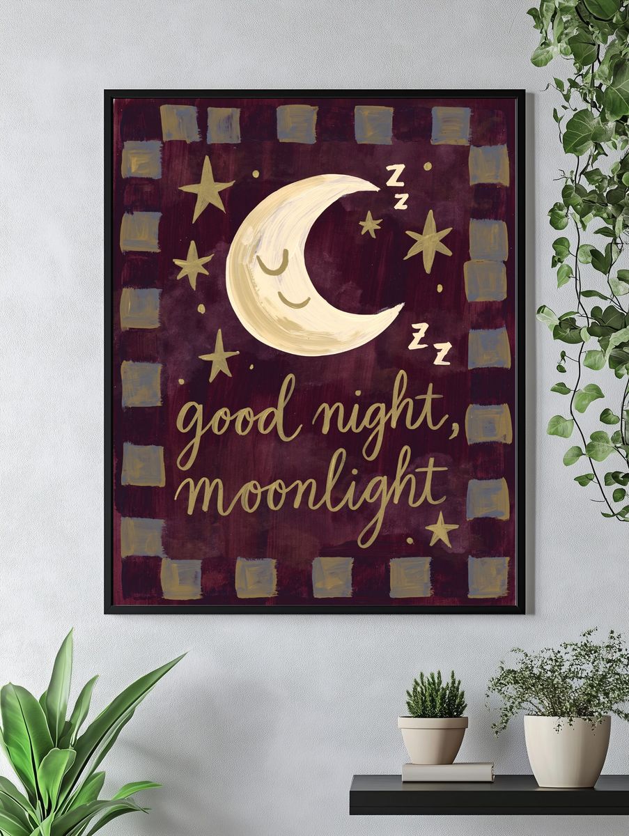 Good Night Moonlight Typography Poster. — room view 4