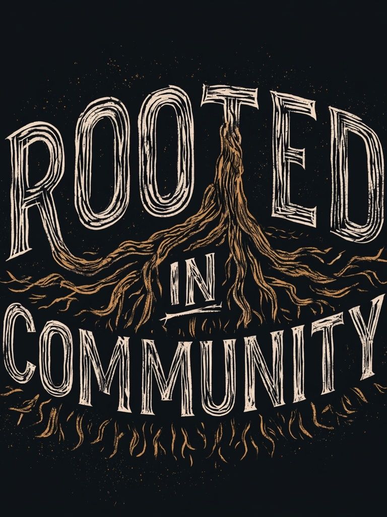 Rooted in Community Typography Poster. poster detail