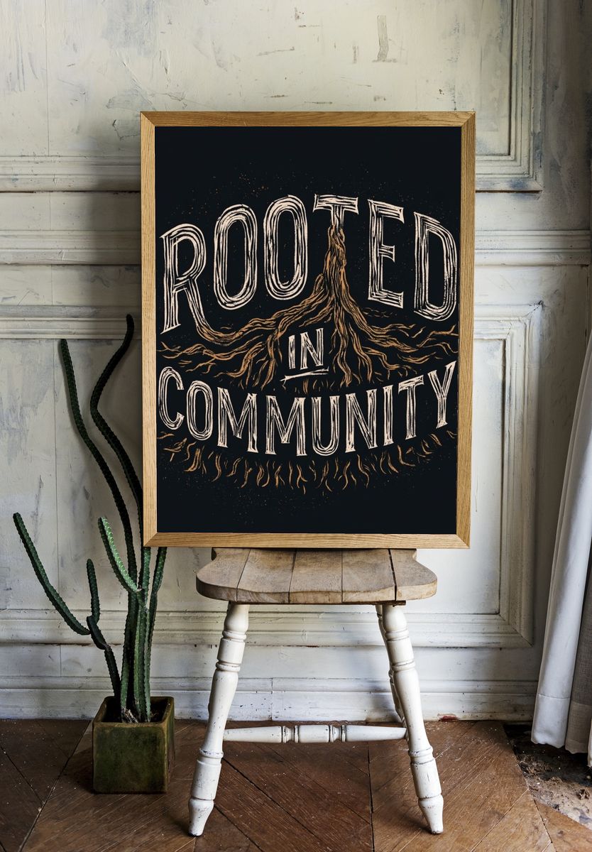 Rooted in Community Typography Poster. room preview