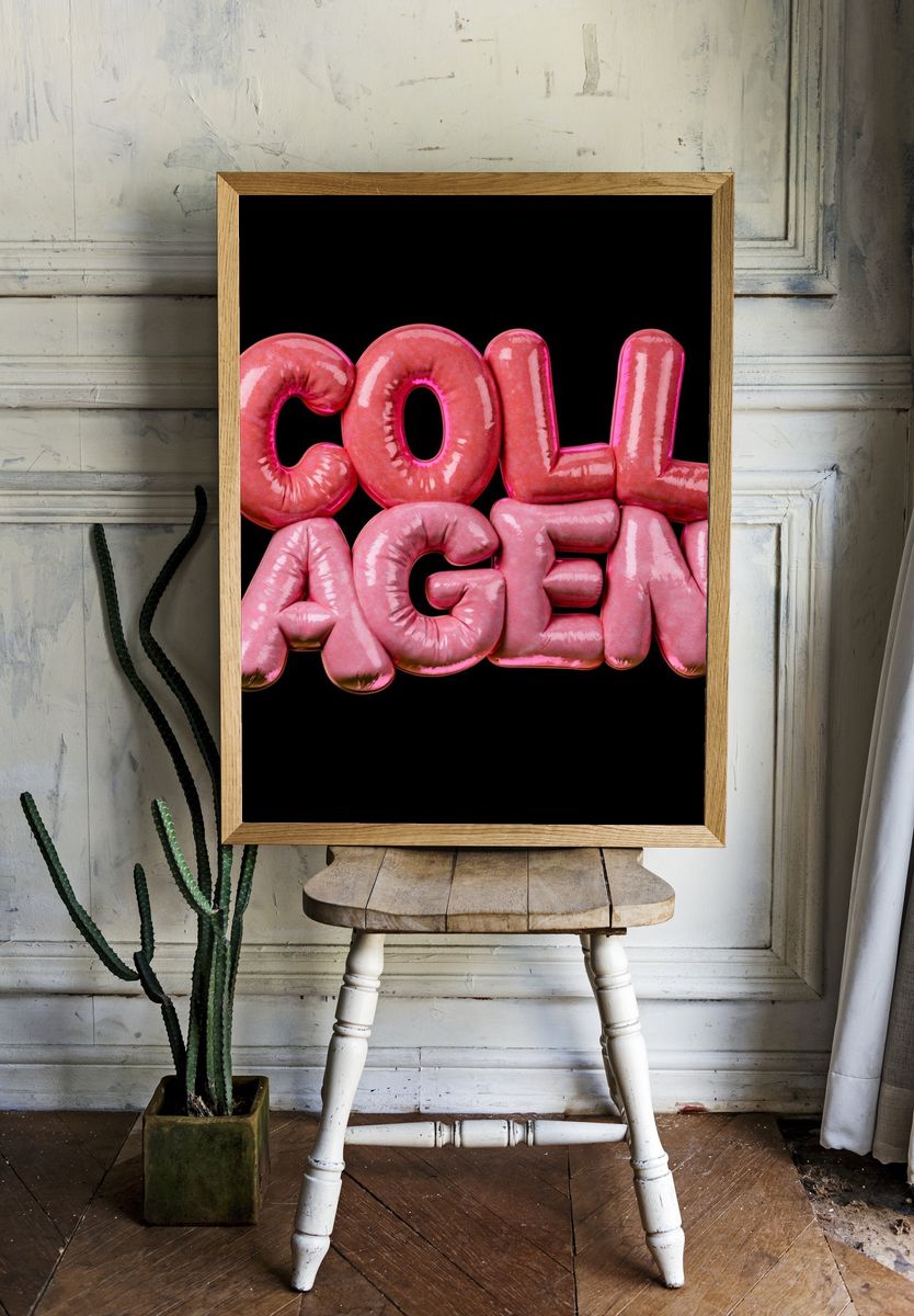 Collagen Pink Typography Poster. room preview