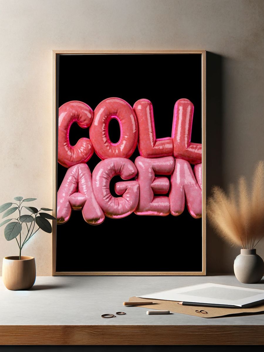 Collagen Pink Typography Poster. — room view 2
