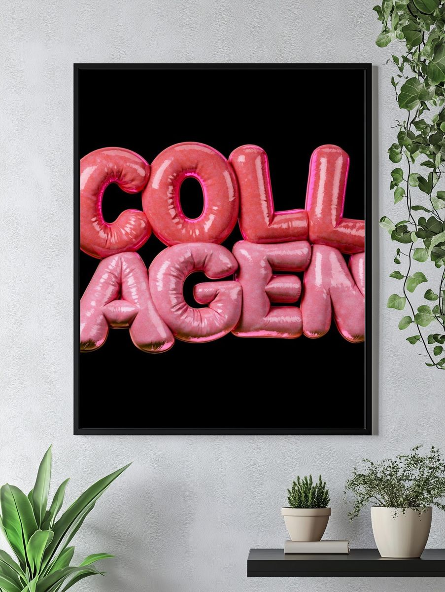 Collagen Pink Typography Poster. — room view 4