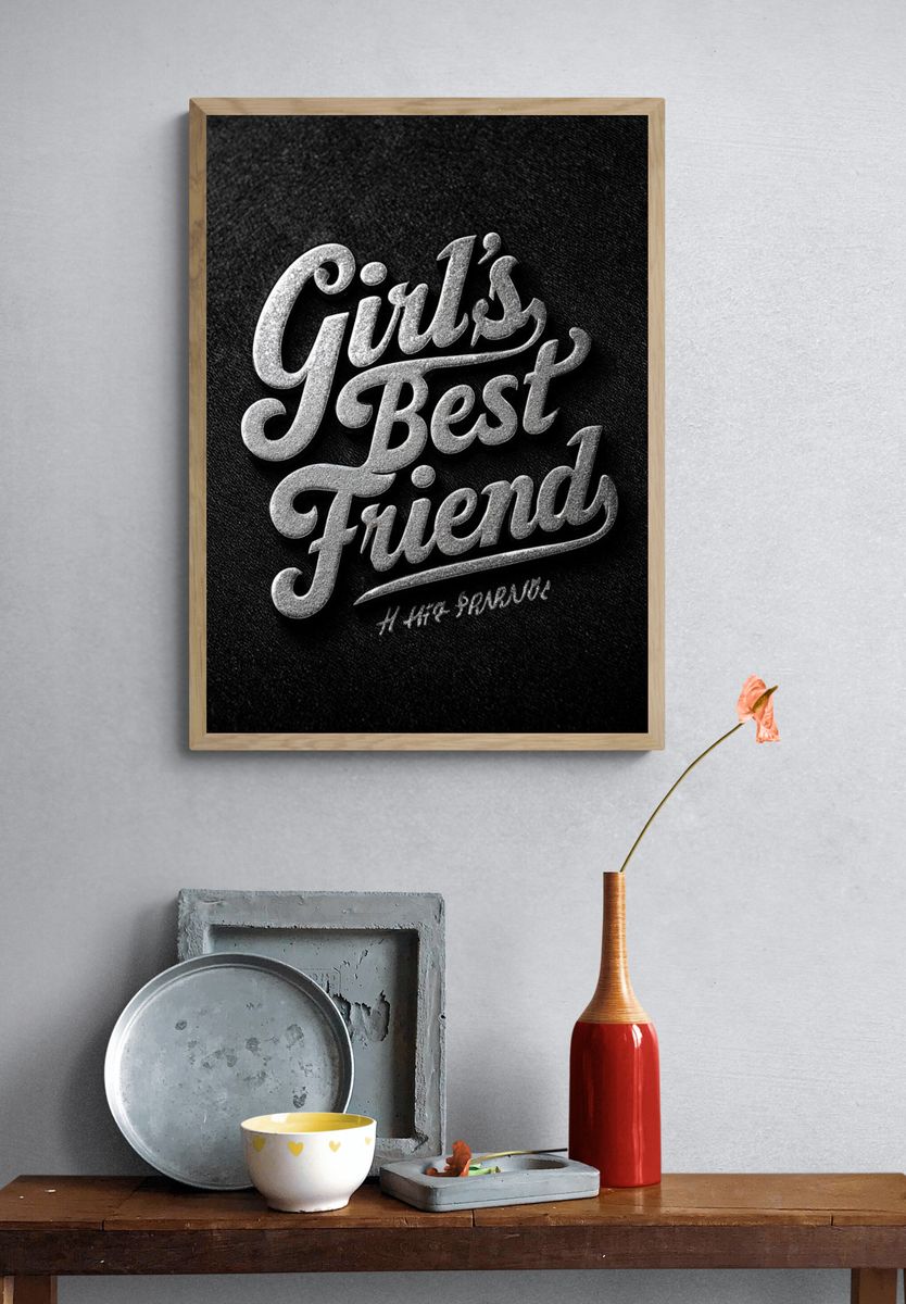 Girl's Best Friend Typography Poster. — room view 3