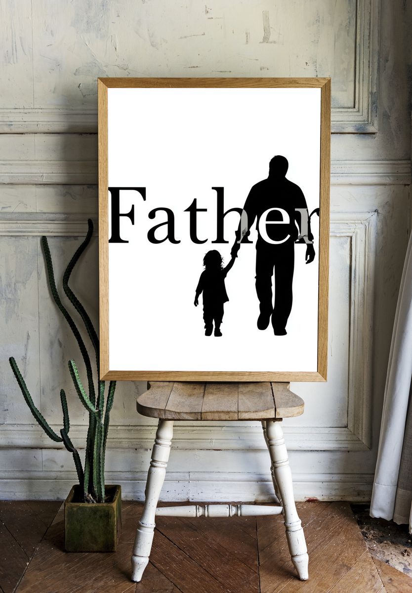 Father Silhouette Typography Poster. room preview
