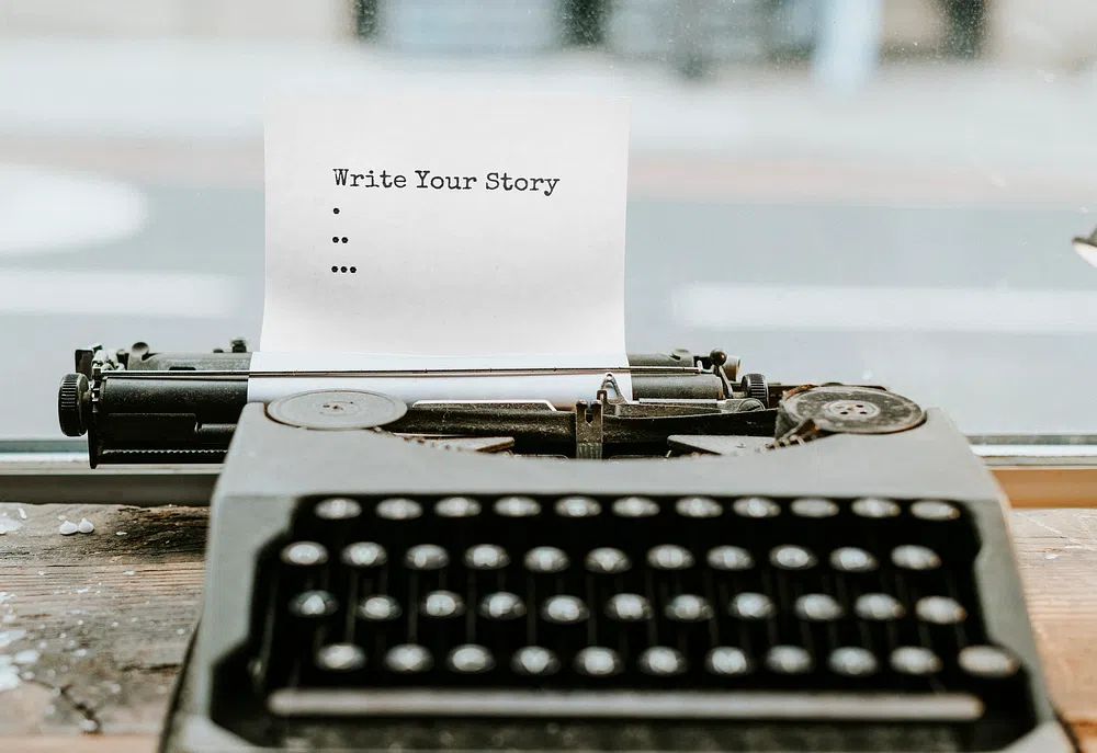 Retro typewriter piece paper. poster detail