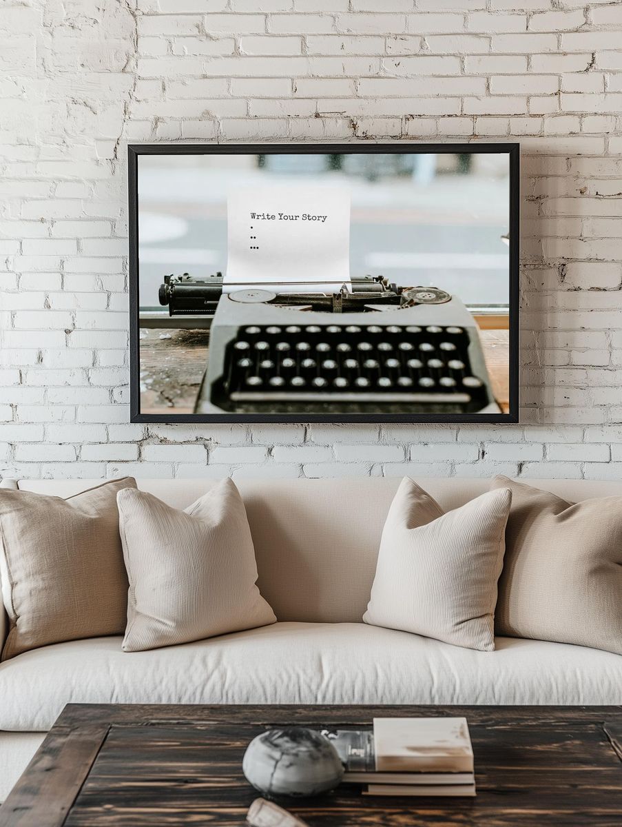 Retro typewriter piece paper. room preview