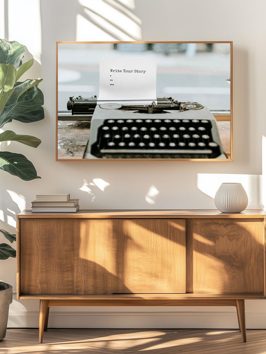 Retro typewriter piece paper. — room view 3