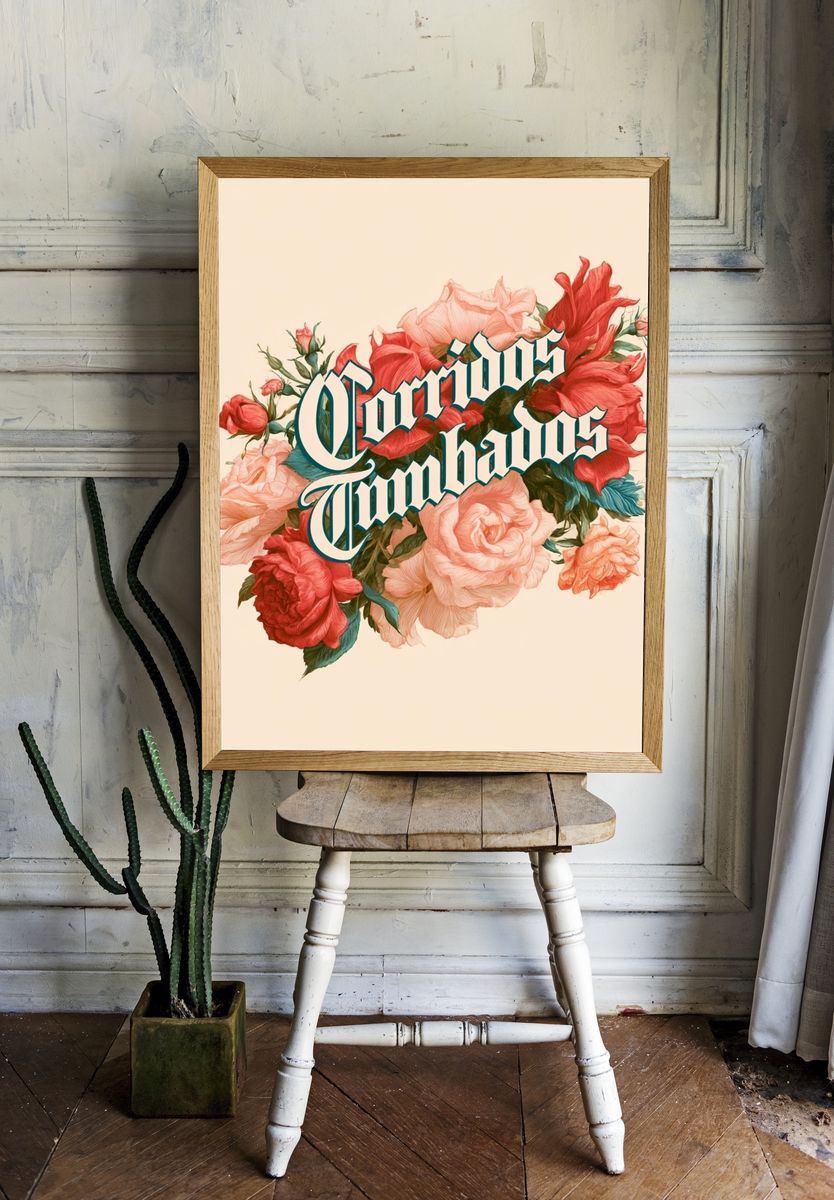 Floral Cornudos Typography Poster. room preview