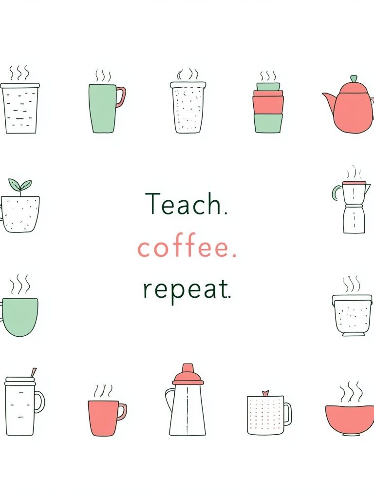 Teach Coffee Repeat Typography Poster. poster detail