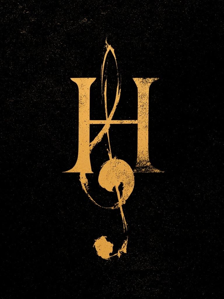 Golden H Monogram Typography Poster. poster — typography art