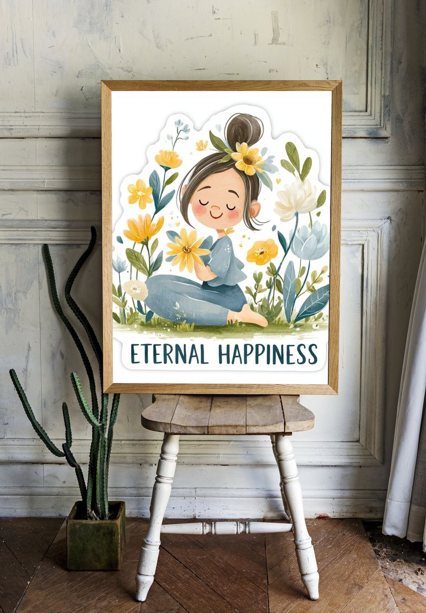 Eternal Happiness Typography Poster. room preview
