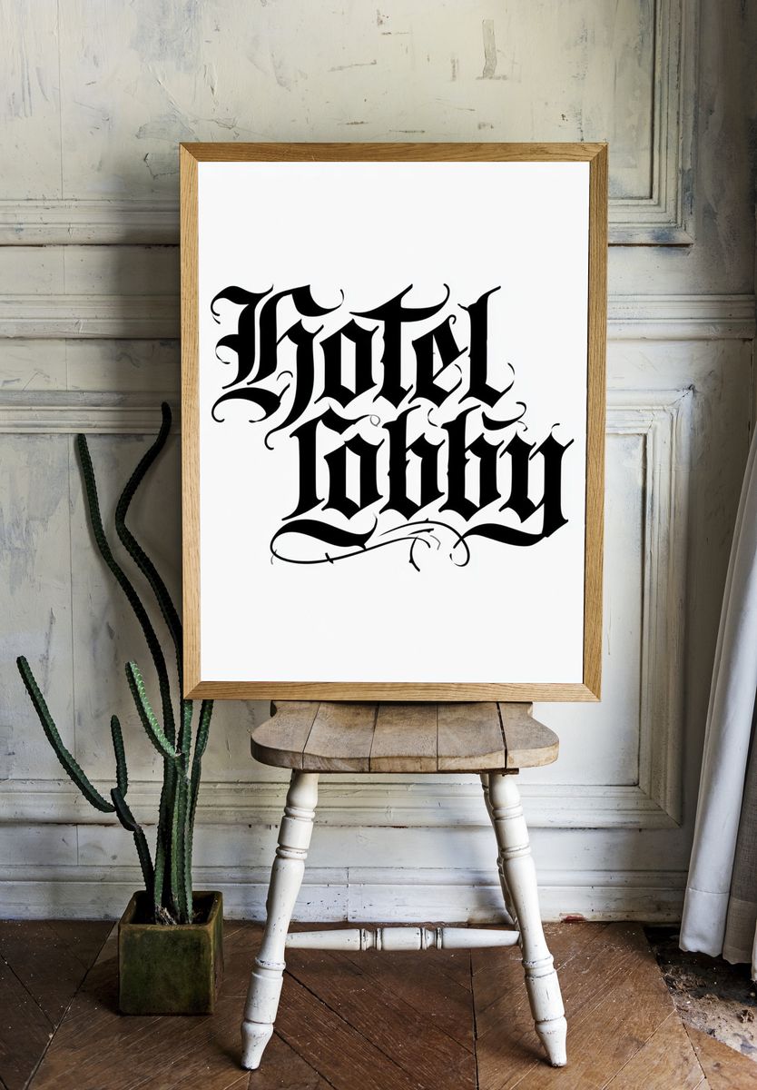 Hotel Lobby Gothic Typography Poster. room preview