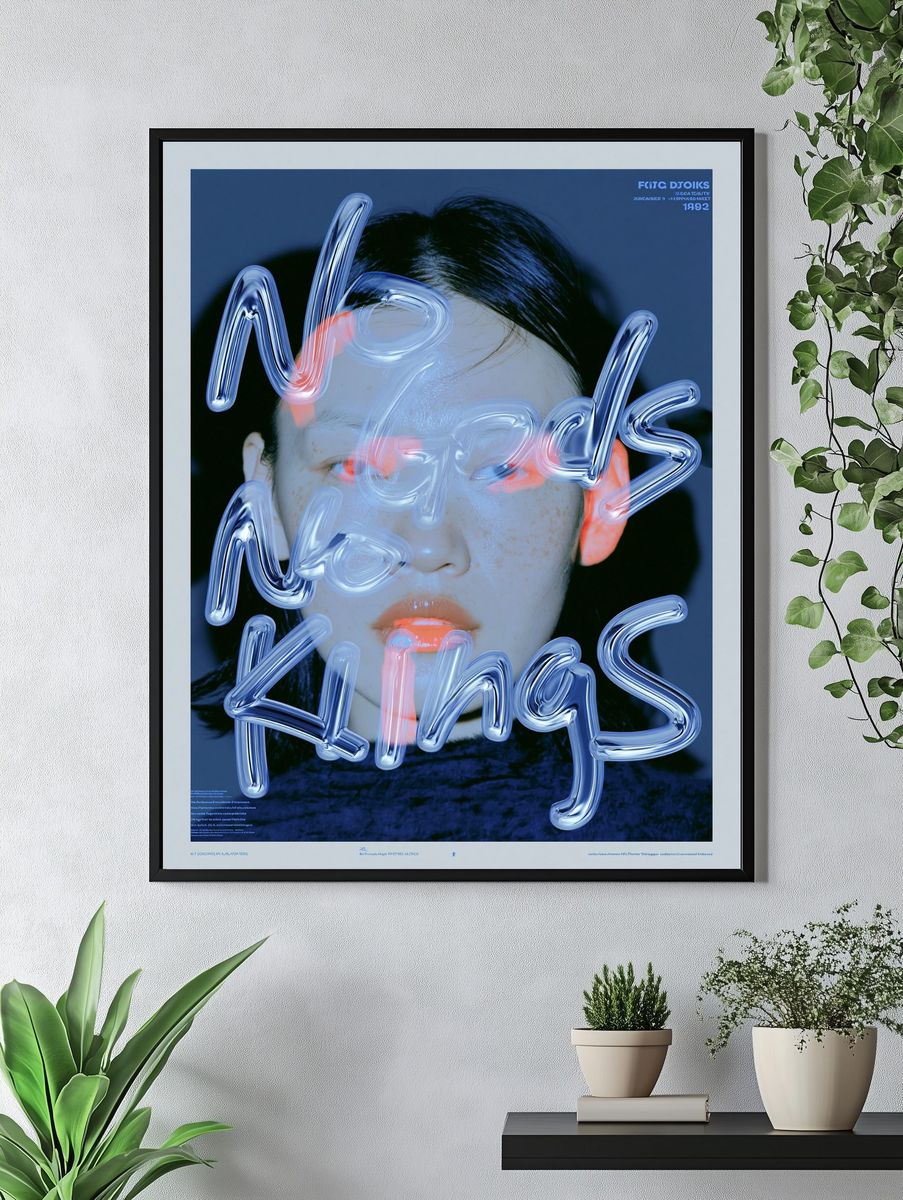 Neon Face Typography Poster. — room view 4