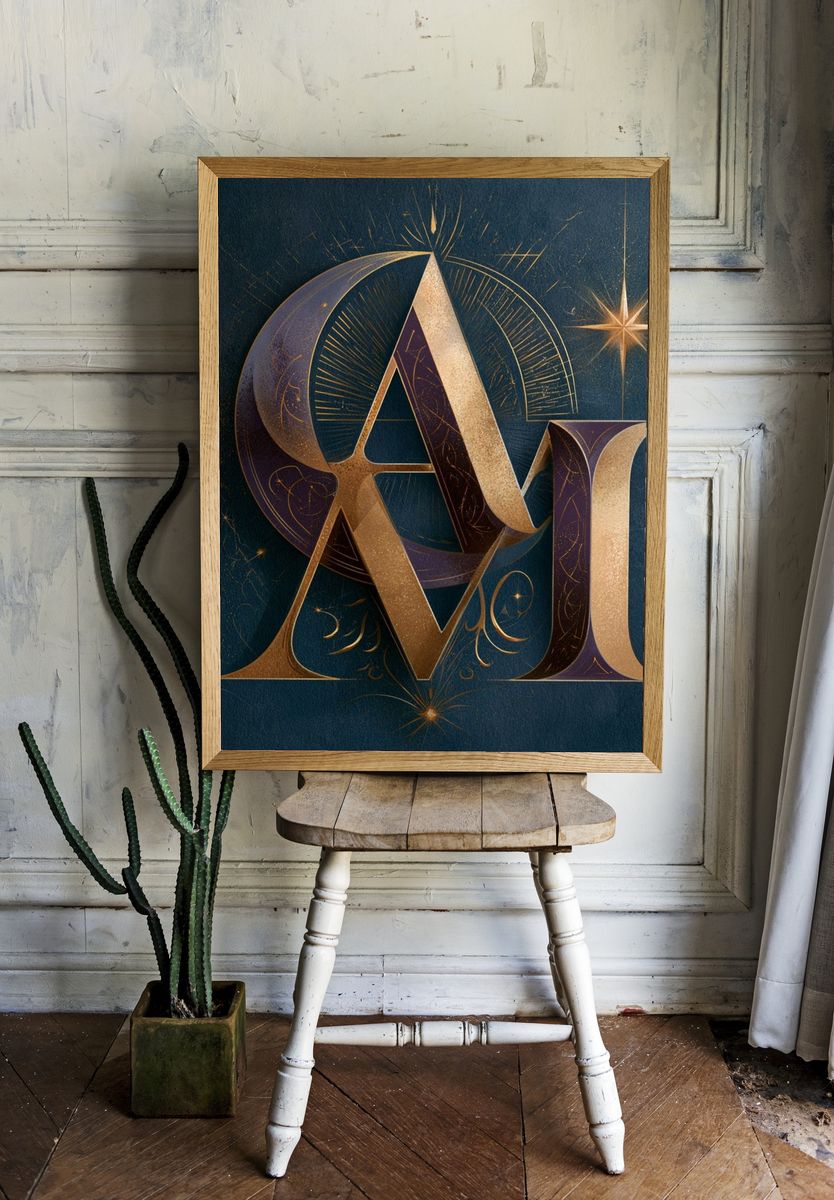 Celestial AMI Typography Poster. room preview