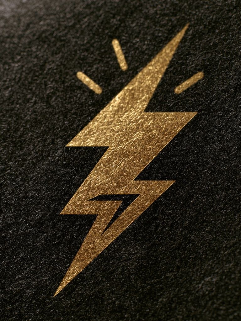 Gold Lightning Bolt Typography Poster. poster detail