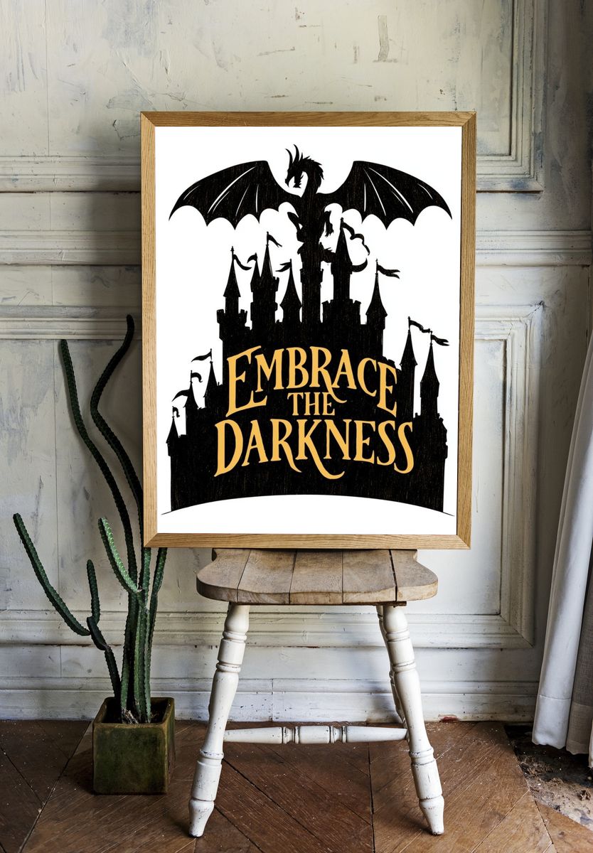 Embrace the Darkness Gothic Typography Poster. room preview