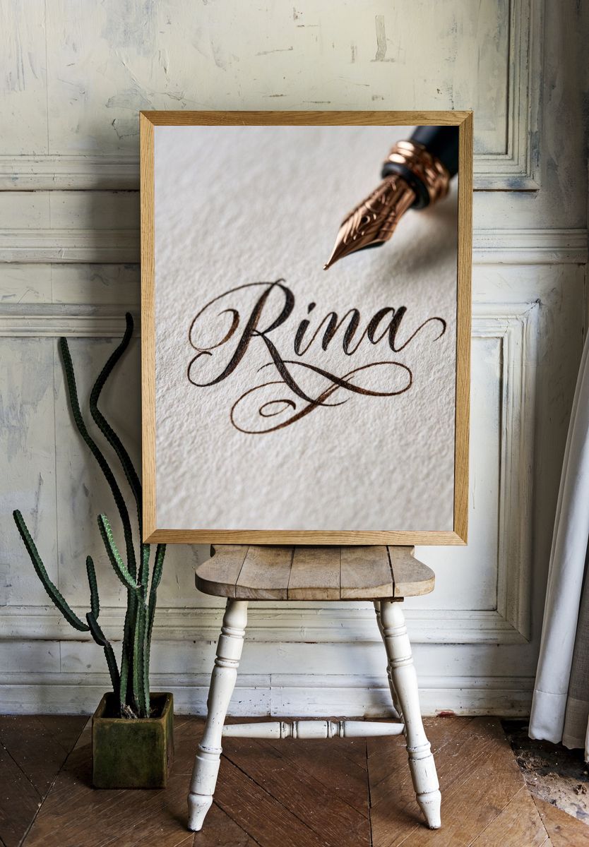 Rina Calligraphy Typography Poster. room preview