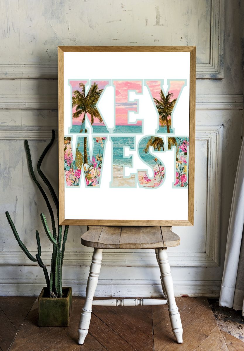 Key West Tropical Typography Poster. room preview