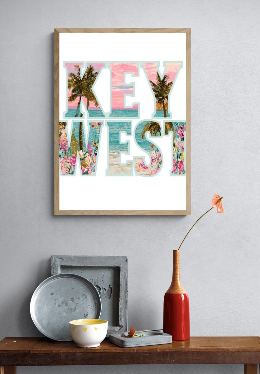 Key West Tropical Typography Poster. — room view 3