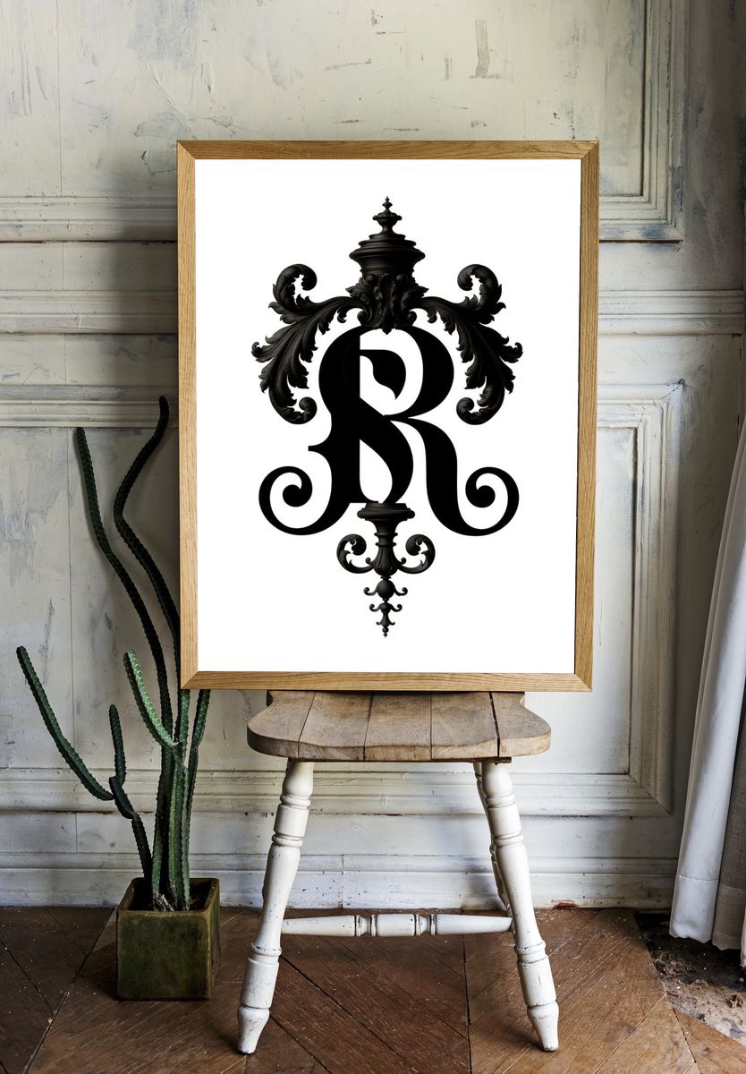 Ornate Monogram R Poster. room preview