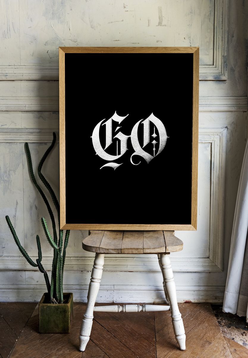 Gothic GO Monogram Typography Poster. room preview