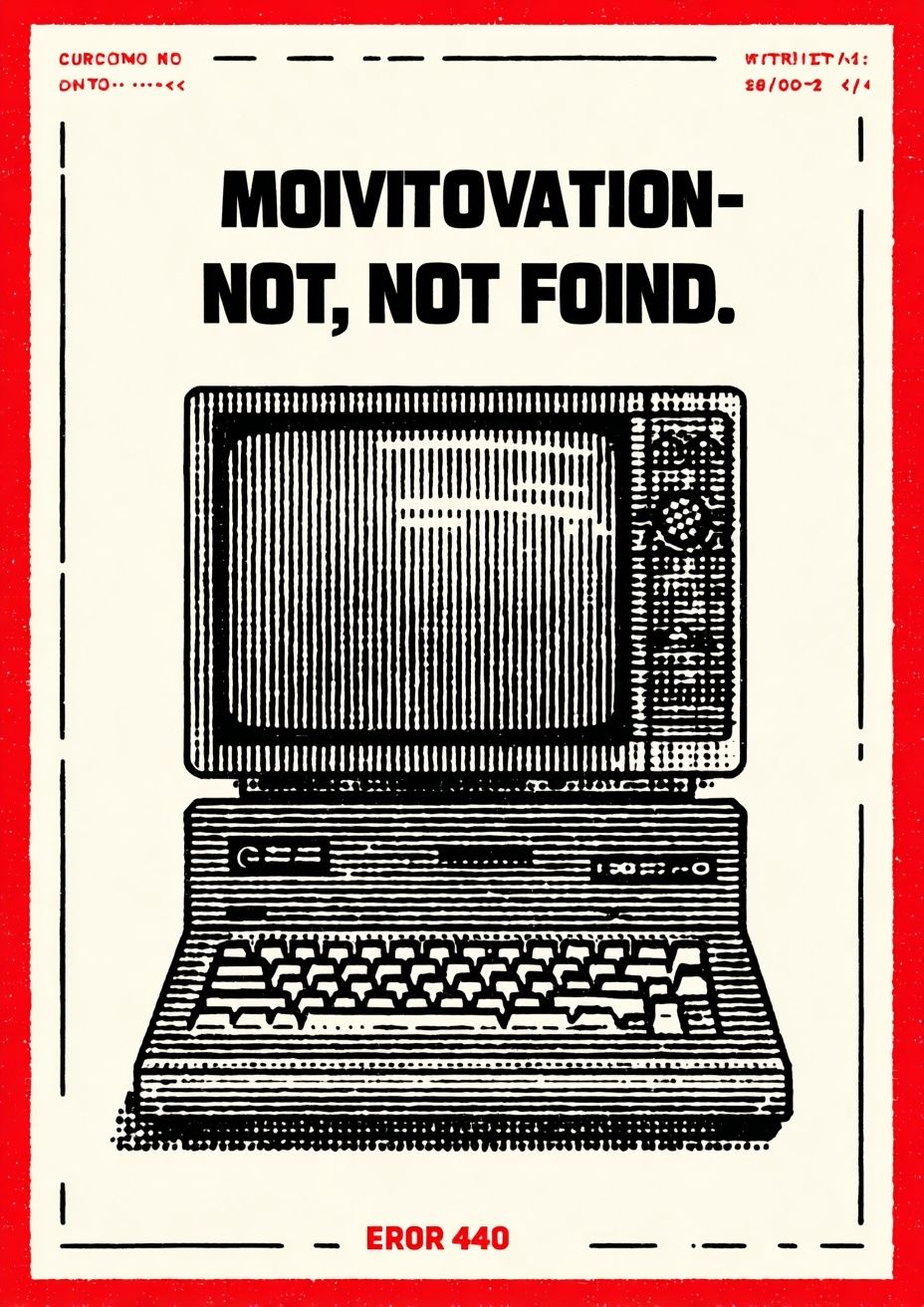Motivation Not Found Retro Print. poster — typography art