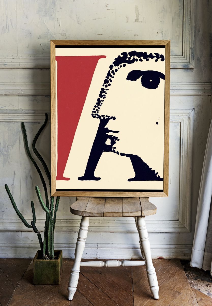 Abstract Face Typography Poster. room preview