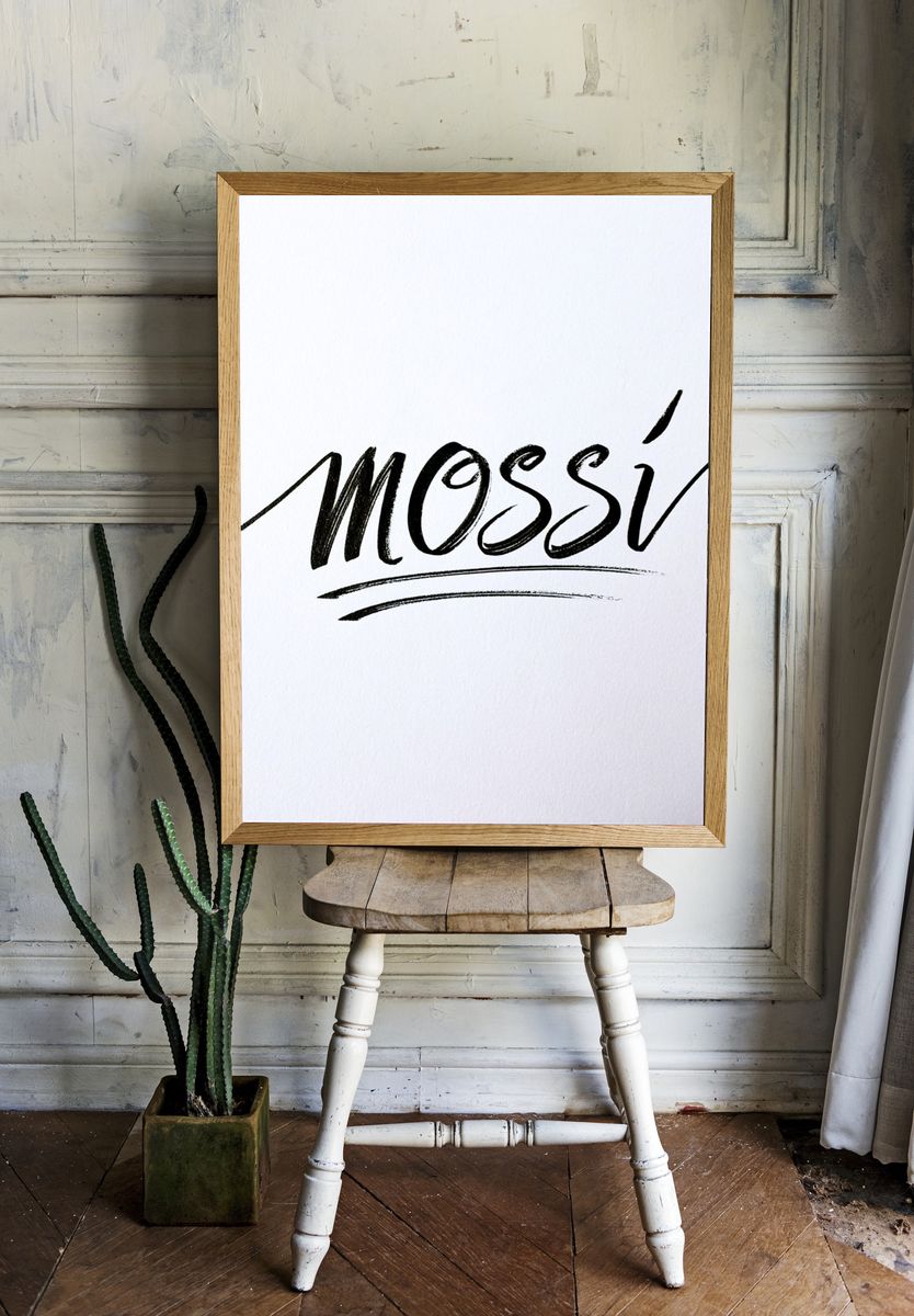 Mossi Calligraphy Typography Print. room preview
